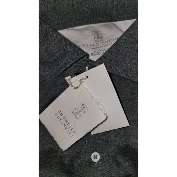Brunello Cucinelli Layered-Effect Silk-Cotton Polo Shirt – Size 48 – NWT – Fall/ - Picture 4 of 11